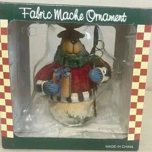 Vintage Fabric Mache Christmas Ornament Moose New In Box
